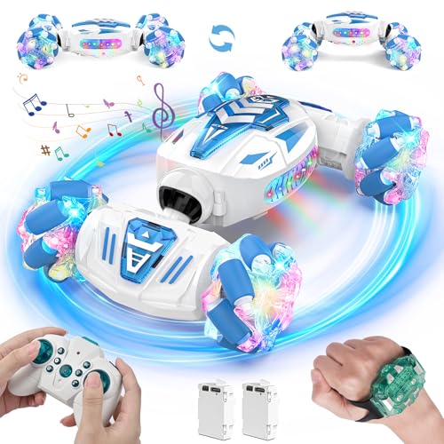 PTINTYE Gesture Sensing RC Stunt Car - 2.4GHz 4WD Remote Control Car, 360° Rotating Hand Controlled RC Car with Lights Music, RC Cars for Kids Boys Toy Gift Age 6 7 8 9 10 11 12 yr