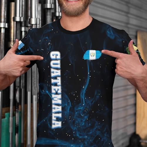 BJU Guatemala Flag T-Shirt Flag Badge Novelty Tee Printed Crewneck Short Sleeve Casual Top Unisex4