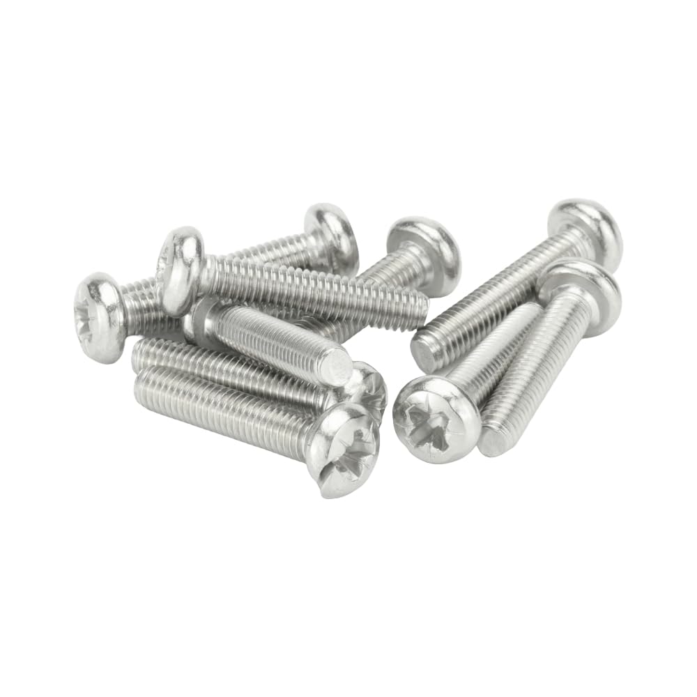 M5 (5mm x 30mm) Pozi Pan Head Machine Screws - BZP Steel (Pack of 20), Silver, M5 x 30mm