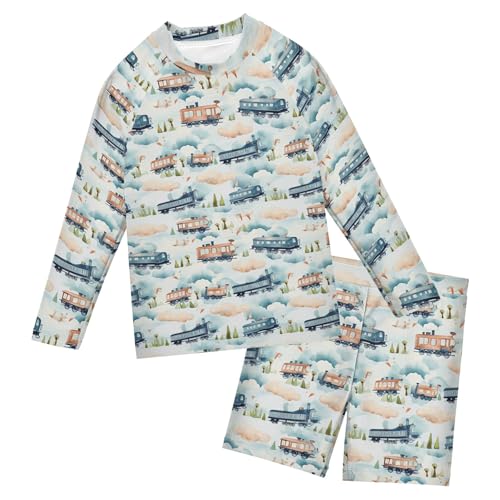Train Toy Cute Baby Boys' Toddler Long Sleeved Rashguard Swim Bathing Suit Set B0402739