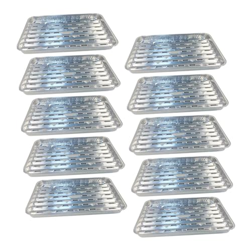 ROMISBABA 10個 使い捨てアルミホイルパン 高温対応バーベキュー用 有孔設計で炭火焼肉や串焼きに コンパクト収納可能で家や屋外で活躍
