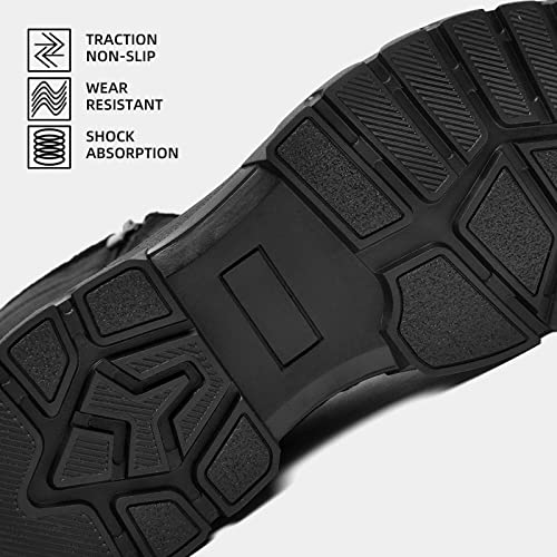 Enlen&Benna Mens Winter Boots Waterproof Cold Weather Mid-Calf Fur Warm Snow Boots Slip On Outdoor Athletic #TOP4