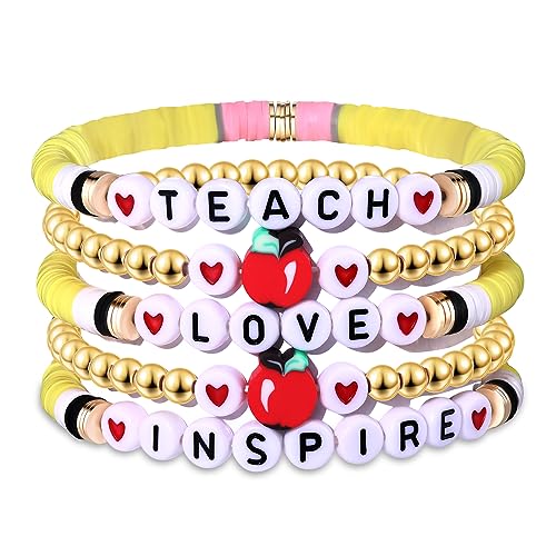 5 Pack Beaded Bracelet Stackable Christmas Thanksgiving St. Patrick’s Day Valentine's Day Beaded Stretch Bracelet Holiday Charm Bracelets Festive Jewelry Gifts for Women