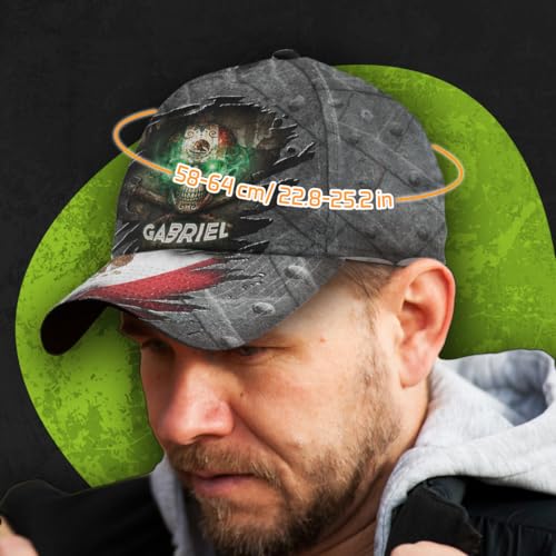 Image of Skull Baseball Cap for Men, Grim Reaper Death Crack Old Metal with Flag, Men's Hat, Adjustable Motorcycle Soft Caps