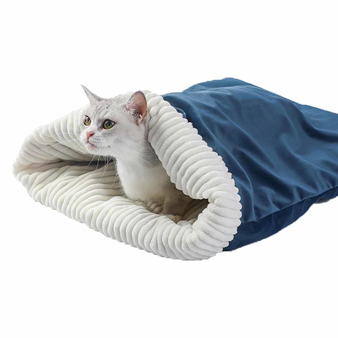 Cozy Pet Nest for Cats,Cat Sleeping Bag,360° Comfortable Cat & Dog Sleeping Bag-Pocket Nest,Semi-Enclosed Design,Winter Cats Autumn Winter Sleep Cave For Indoor & Outdoor(A)
