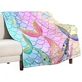 Mermaid Tail Blanket Colorful Scaled Beauty Fish Tail Shell Pattern Printed Girl Blanket 50 'X60 Inch