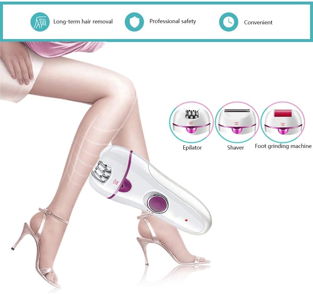 Epilatore, depilazione for le donne, 3 in 1 Rasoi ricaricabili Bikini Trimmer Depilazione dei capelli Rasoio for il corpo facciale Ascella for il corpo Gamba Grinder Grinder Shaver Cura del piede
