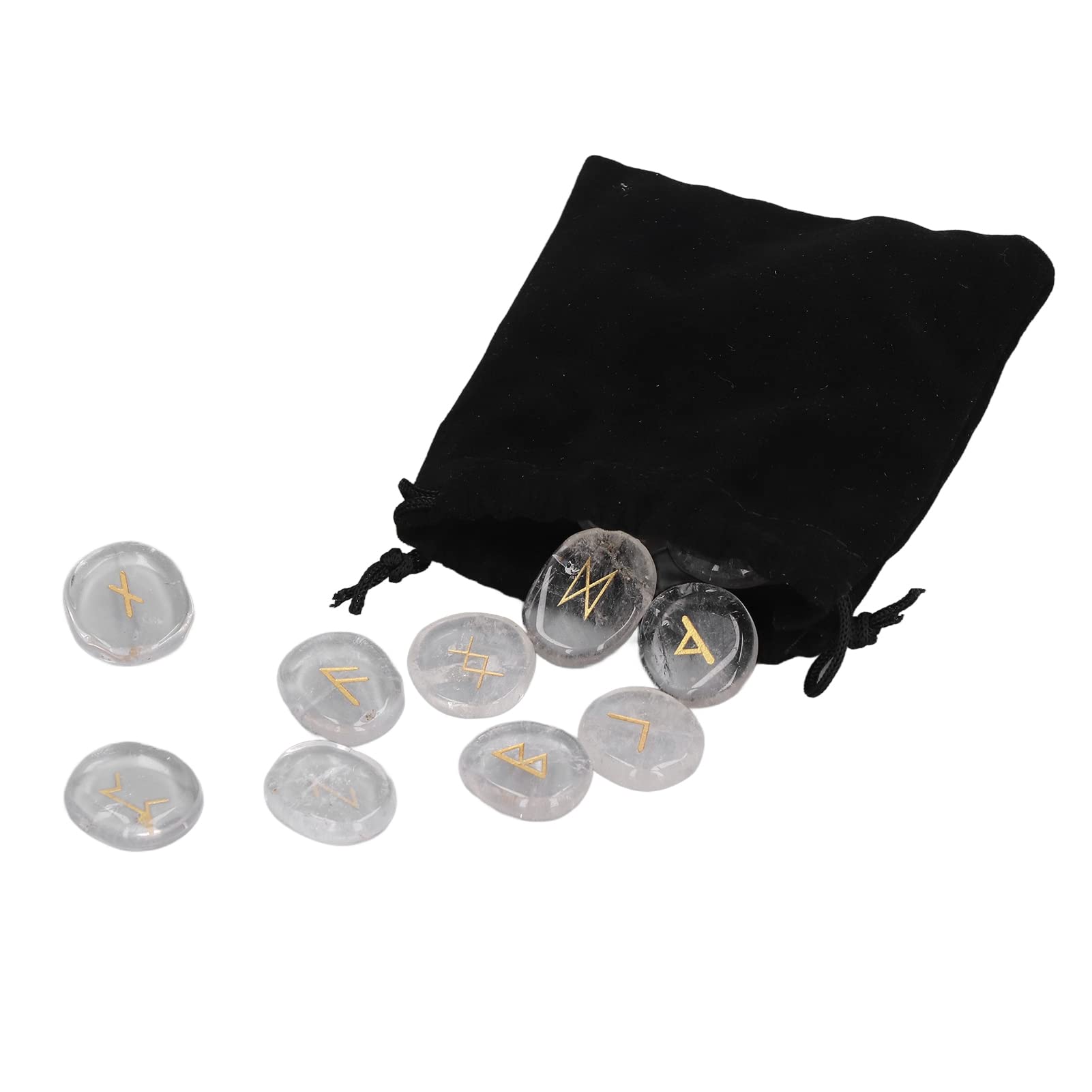 Conjunto de Piedras de Runa de Cristal de Energía Curativa, Piedra de Palma de Chakra para la Curación de Viajes Positivos, Altar de Brujería de Feng Shui con Decoración y Uso