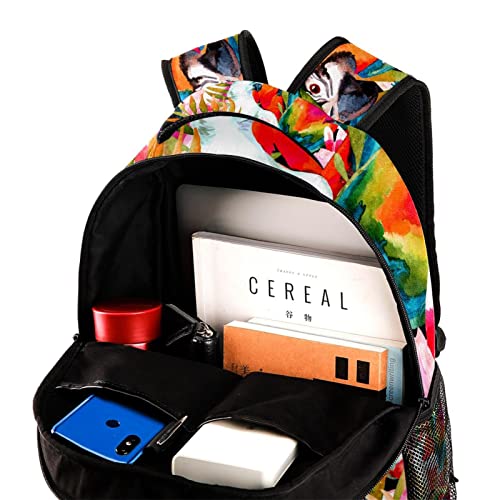 Mochila para portátil cómoda que alivia la espalda con estampado de loros 4