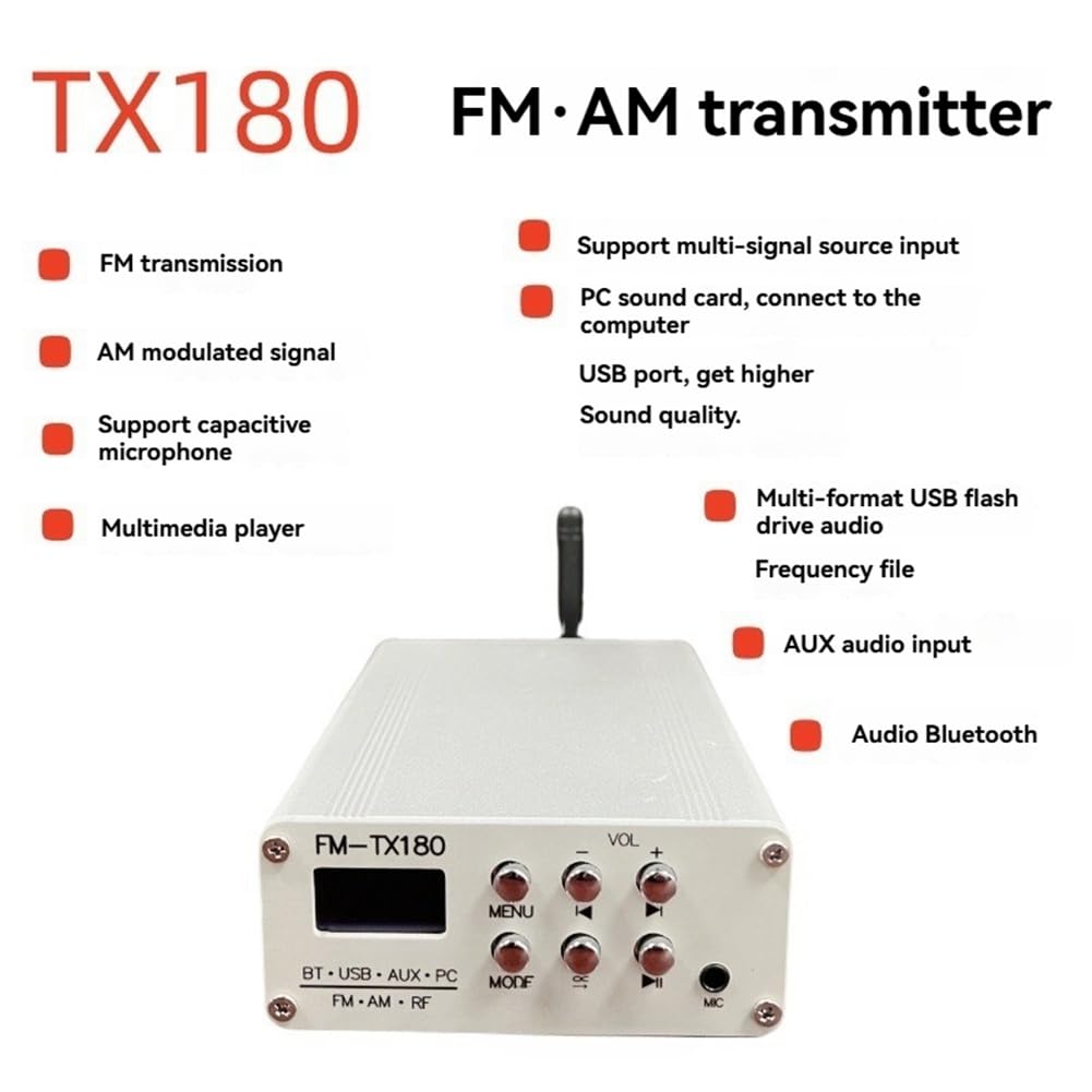 Transmisor de Modulación de Frecuencia FM de 2000 Metros, Modulador de Señal Am, Transmisor Inalámbrico Bluetooth Am FM, Enchufe Europeo. EU Plug