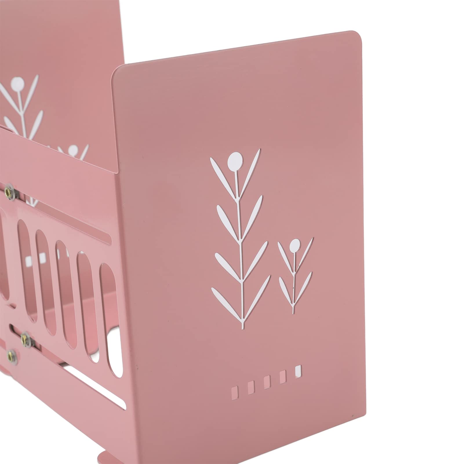 Qcwwy Supporti per Fermalibri in Metallo da 4 Pezzi, Organizer per Scaffali per Libri Retrattili, Grande Portante, Fermalibri Regolabile e Sottile, Salvaspazio, per Desktop, per Ufficio, (rosa chiaro)