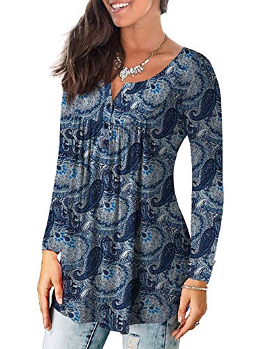 a.Jesdani 3X Womens Plus Size Tops Long Sleeve Shirts for Women Multi Blue