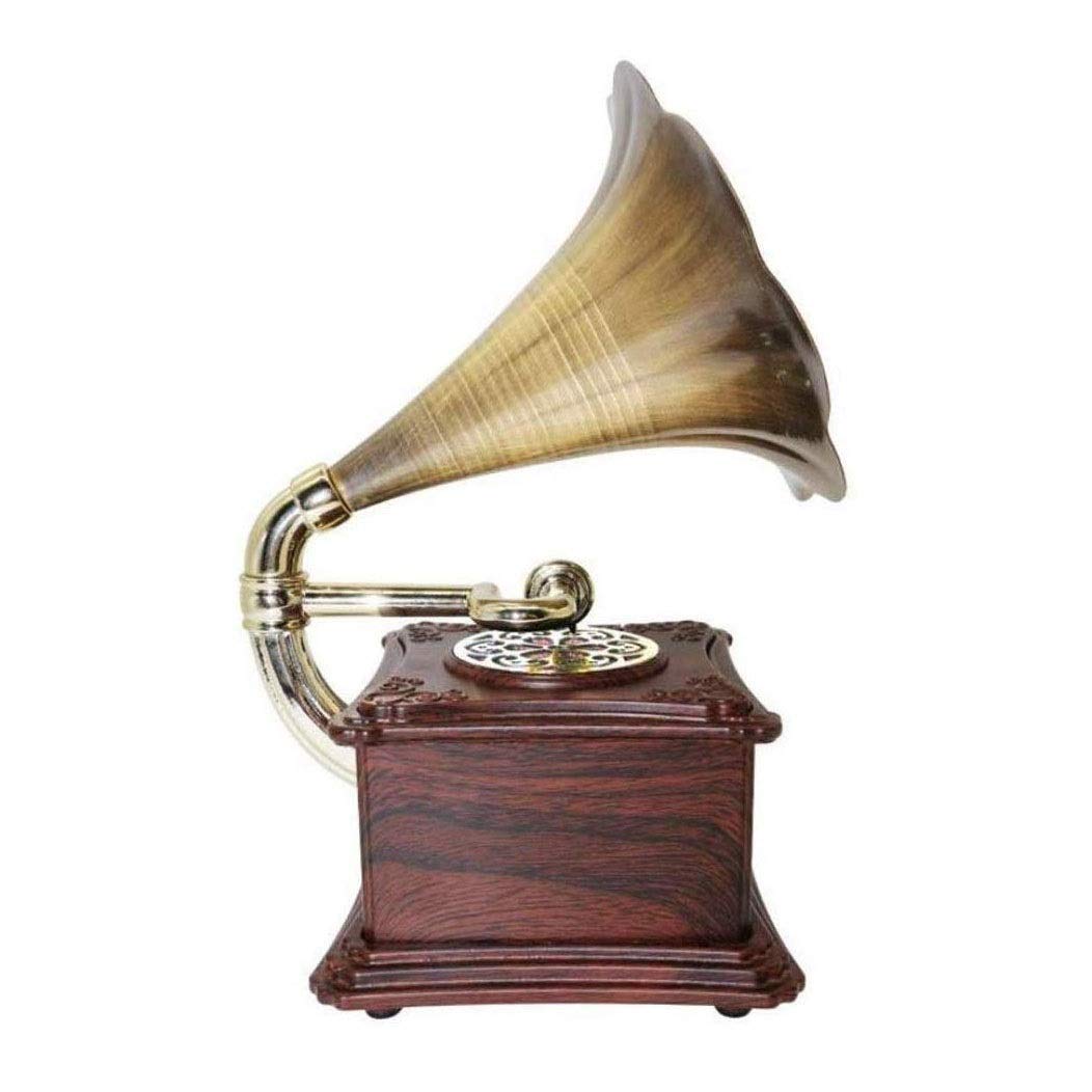Odtwarzacz Płyt Winylowych Vintage, Lite Drewno Mini Retro Klasyczny Styl Gramofon Kształt Głośnik Stereo System Dźwiękowy Pudełko Muzyczne Ząbek Audio 3,5 Mm 4.2 Aux-In Nagry