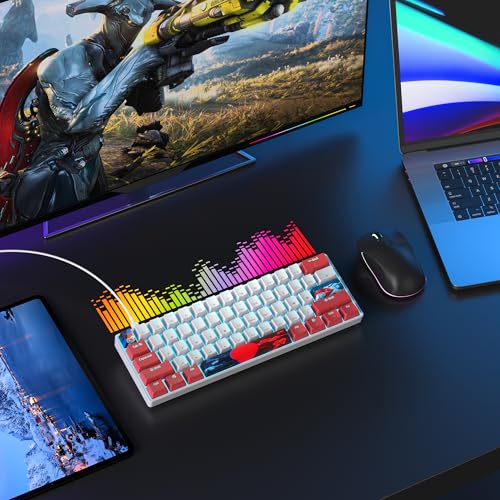 Image of 60 Percent Gaming Keyboard 61 Keys Wired Mechanical Keyboard Ultra Compact Key Board Red Switch LED Backlit for Windows Laptop Gamer(61Hongbai)
