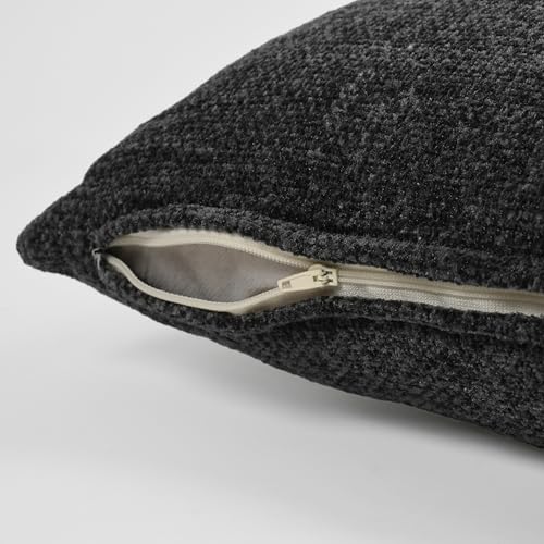 Image of SASHAA WORLD Charcoal Chenille Cushion Cover | Decorative Pillow Case | Soft, Durable, and Stylish | Solid Plain Weave Design | Ideal for Living Room, Sofa, or Bedroom Decor | 45x45 cm
