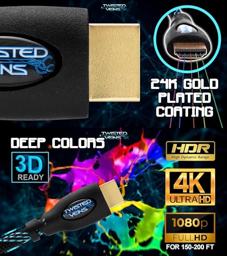 Image of HDMI Cable 15 ft, 2-Pack, Premium HDMI Braided Cord Type High Speed with Ethernet, Supports HDMI 2.0b 4K 60hz HDR and ARC