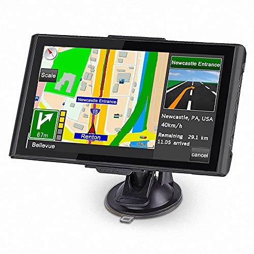 GPS Navigation for Car, Latest 2021 Map 7 inch Touch Screen Car GPS 256-8GB, Voice Turn Direction Guidance, Support Speed and Red Light Warning, Pre-Installed North America Lifetime map Free Update