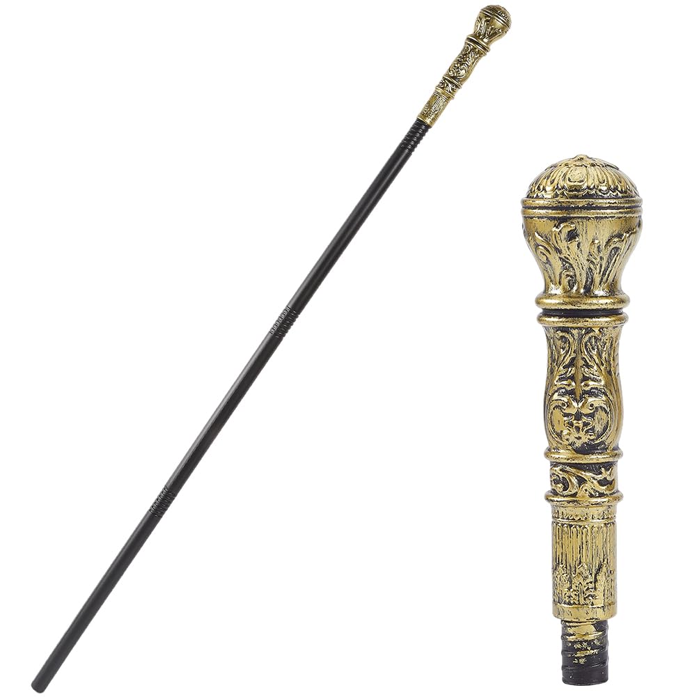 GORGECRAFT Antique Cane Vintage Walking Stick Halloween Party Decorative Cosplay Costume Cane Handle Knob Costume