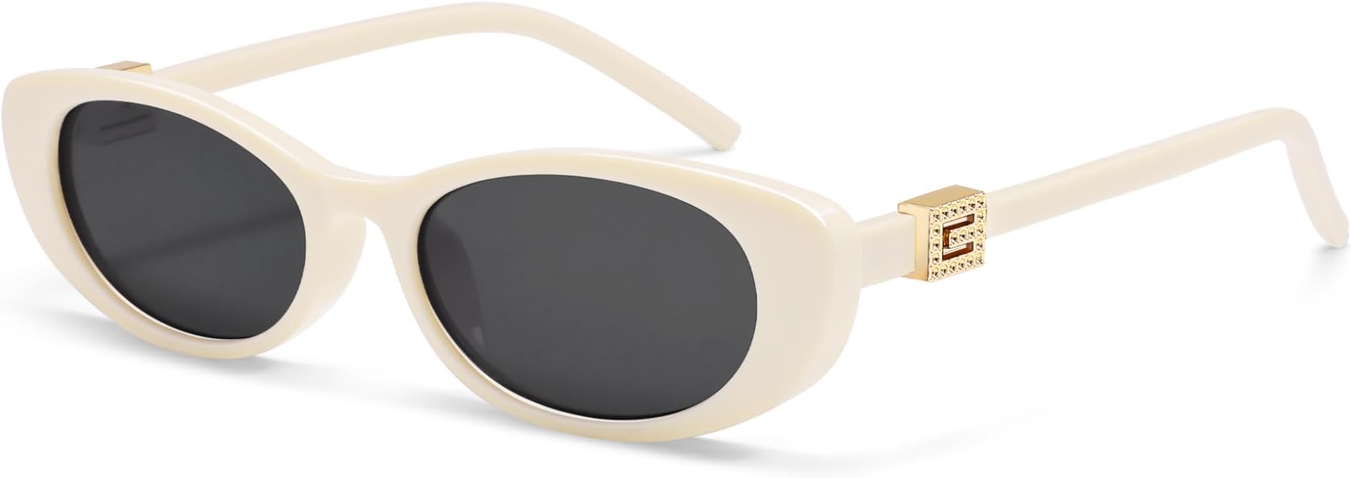 Retro Oval Sunglasses for Women with Small Faces, Vintage Cat-Eye Sun Glasses with Gold Accents AP3754