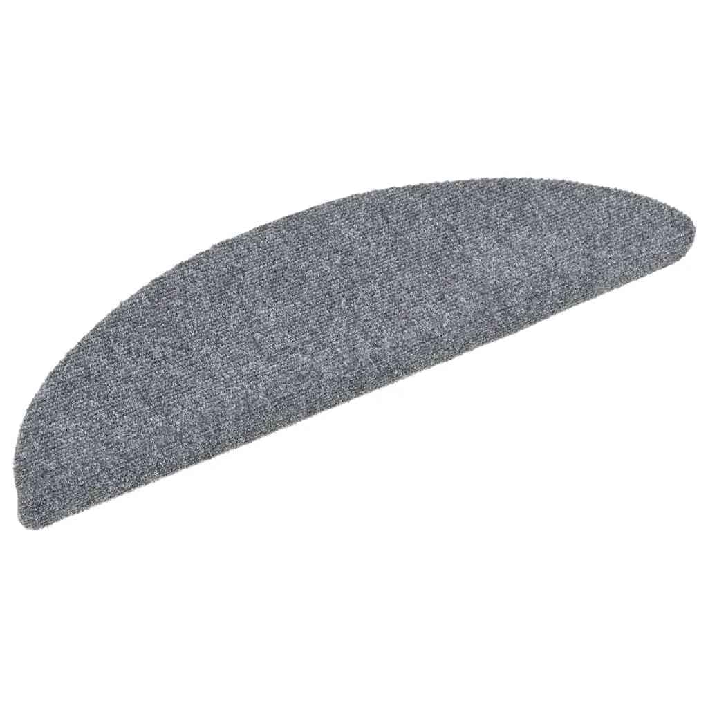 Alfombrillas autoadhesivas para escaleras, 10 unidades, color gris claro, fieltro punzonado, 56 x 17 x 3 cm, antideslizantes, para escaleras de madera con puntos adhesivos