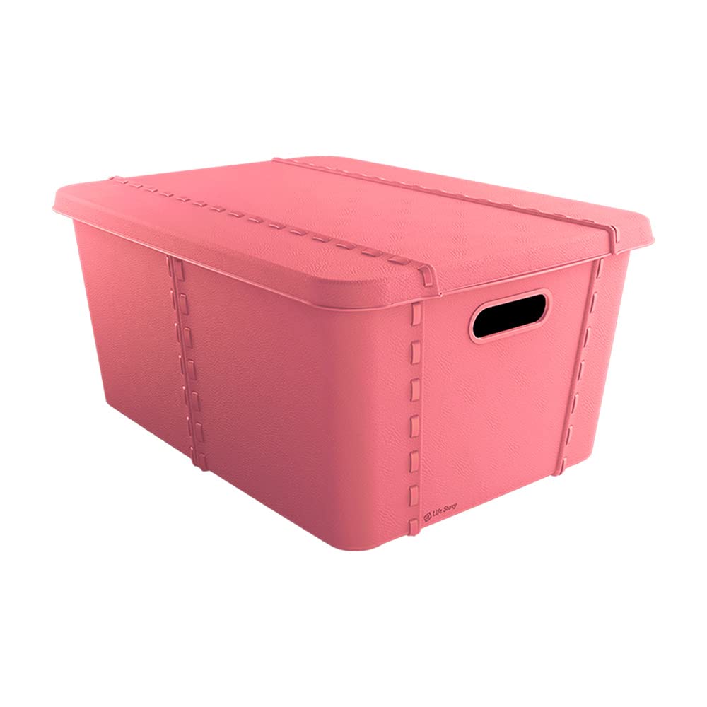 SP Berner - Caja Almacenaje Plástico con Tapa y Asas - 15 litros - Color Rosa