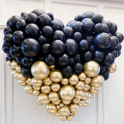 Image of 150pcs Metallic Gold Balloons Different Sizes Pack, 18 12 10 5 Inch Party Balloon Garland Arch Kit for Birthday Graduation Baby Shower Wedding Party Decorations (With 2 Ribbons)