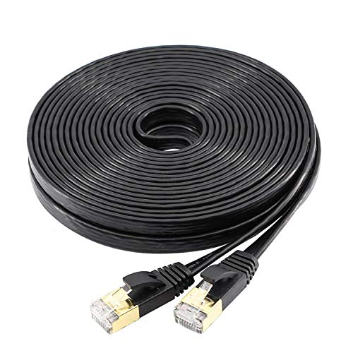 Vultic Flat Cat 7 Ethernet Cable, [16ft / 5M] Internet Network LAN High Speed [10Gbps / 600Mhz] RJ45 Computer Cord (Black 16ft)