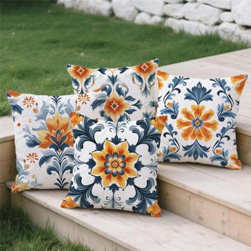 Housse coussin exterieur 45x45cm aspect lin premium avec impression double face - 4