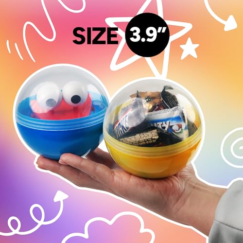 Capsule Vending Machine Translucent-Blue Round Capsules Empty 14 pcs 3.9 inch - Gumball Machine Capsules Easter Basket Stuffers Birthday Gifts - Pinata Stuffers Craft Supplies Claw Machine Refills