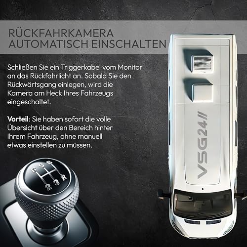 VSG24 Rückfahrkamera 7' Transporter-Set Transit inkl. Kamera, Monitor, Kabel - Wasserdicht...
