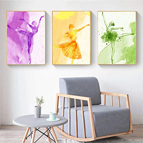 Image of 4 Set - Ballet Art Painting Elegant Dancing Canvas Art Pictures - Ballerina Print Ballet Dancer Collection Poster - Fashion Women or Girl Bedroom Dance room Home Decor Gift - No Frame,8 inchx10 inch
