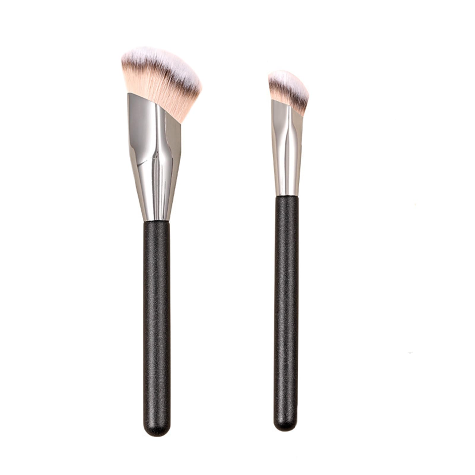 2 Pcs Angled Cream Foundation and Small Under Eye Concealer Brush Set, Pink Nose Liquid Contour Blush Brushes Kit, Slanted Domed Gold Highlighter Foundcealer Brush,Small Makeup Brush for Dark Circles