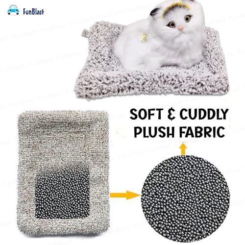 Image of FunBlast Cute Cat Plush Toy with Meow Sound, Toy Accessories for Car Dashboard & Home Decor, Realistic Cat Pet Toys with Bed, Gift for Kids (White-Random)