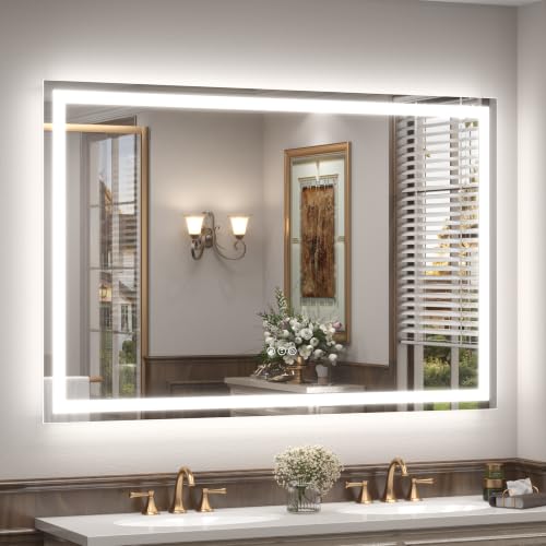 Image of 60x40 Inch LED Bathroom Mirror, Backlit and Front Lighted