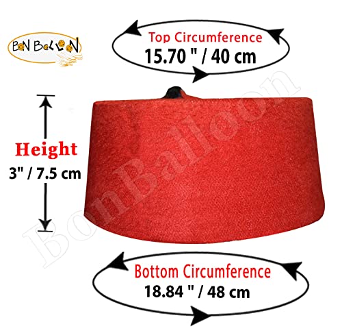 Bonballoon 1 Pcs Red Fez Children's Kids Head Cover Arabian Oriental Costume Tarboush Tarbusch Tarboosh Turkish Ottoman Hat Black Tassel Traditional #TOP1