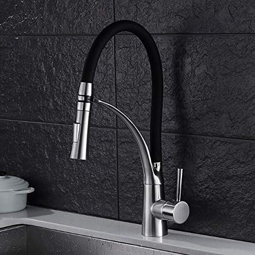 Robinet de cuisine escamotable mitigeur eau chaude et froide or et nickel brossé