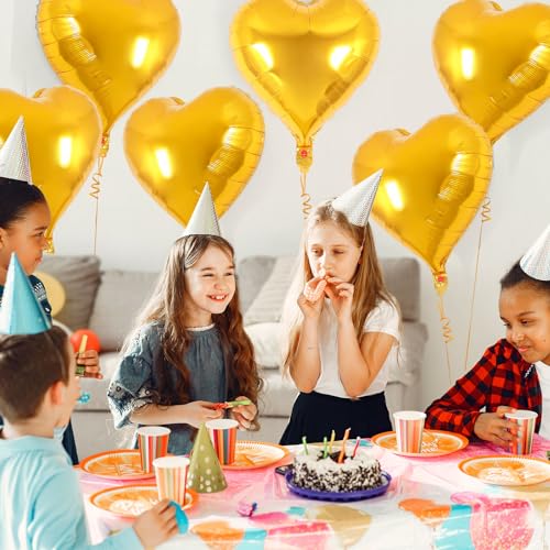 Image of 12 Pcs Gold Heart Balloons,18 Inch Heart Foil Balloons Love Balloon Valentine Balloon for Birthday Party Wedding Engagement Party Baby Shower Valentine Day Decorations