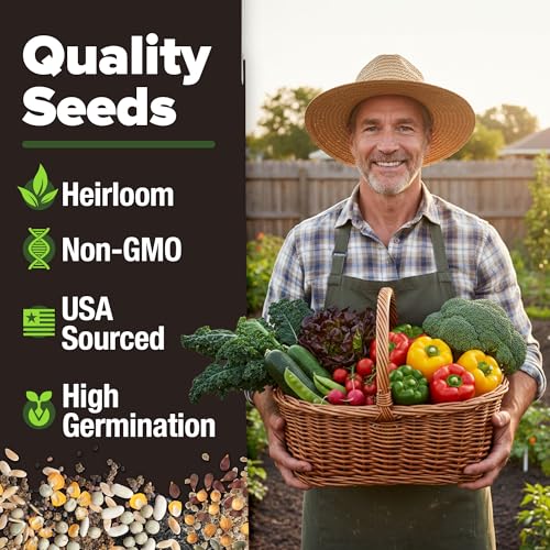 Image of HOME GROWN 12 Fall Vegetable Seeds 9600+ Heirloom Non-GMO, High Germination, Cold Hardy Frost Tolerant Cool Season Garden, Beets, Kale, Cabbage, Peas, Broccoli, Lettuce, Onions (12 Varieties)