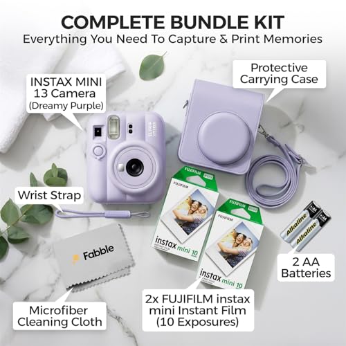 Image of FUJIFILM INSTAX MINI 13 Instant Film Camera Dreamy Purple Bundle with Caiul Groovy Case, INSTAX Mini Twin Pack Film 20 Exposures, Automatic Exposure, Close-Up Mode, Selfie Mirror