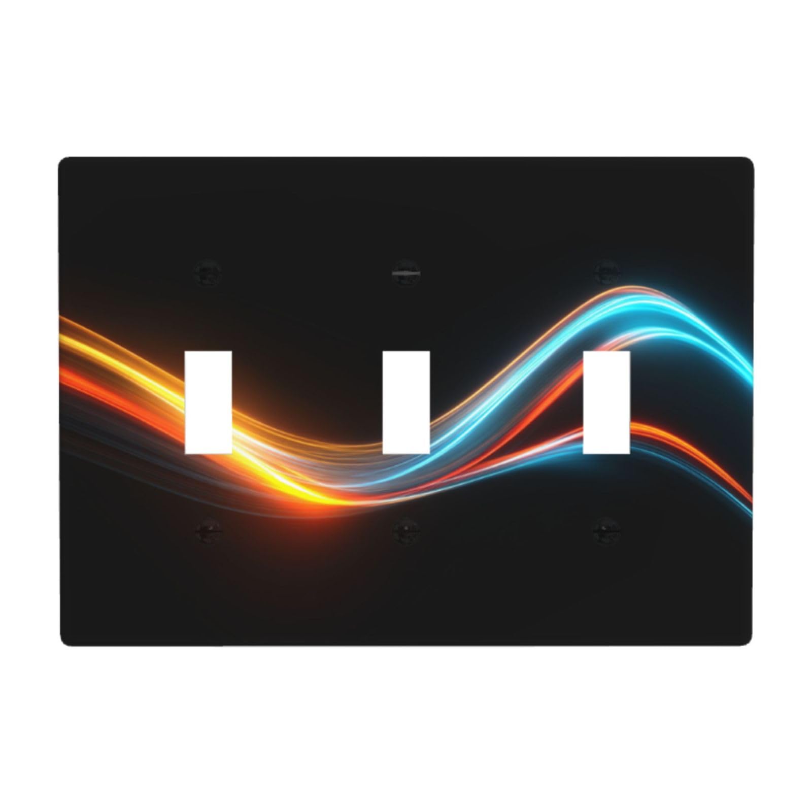 Abstract Flowing Neon Curve Light Switch Covers 3 Gang Triple Toggle Wall Plate Switchplate Electrical Faceplate for Bathroom Kitchen Bedroom Decor
