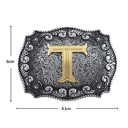 Image of HUABOLA CALYN Belt Buckle Men, Western Cowboy Rodeo Small Alphabet Letter ABCDMRJ to Z Initial Belt Buckles for Women