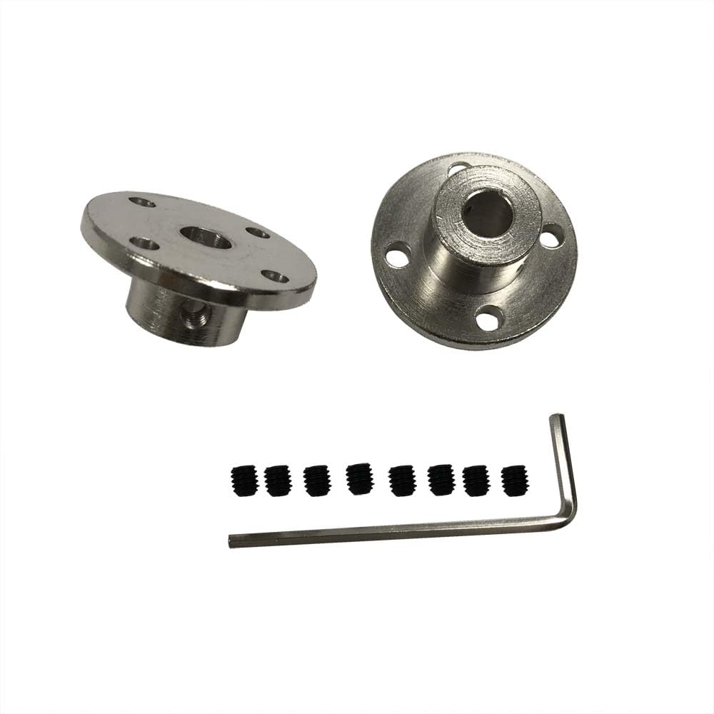 BRINGSMART 2pcs 7mm Flange Coupling with Wrench High Hardness Shaft Connector Rigid Axis Model Coupler Fitting for Motor 50KTYZ 60KTYZ DIY Parts (7MM,