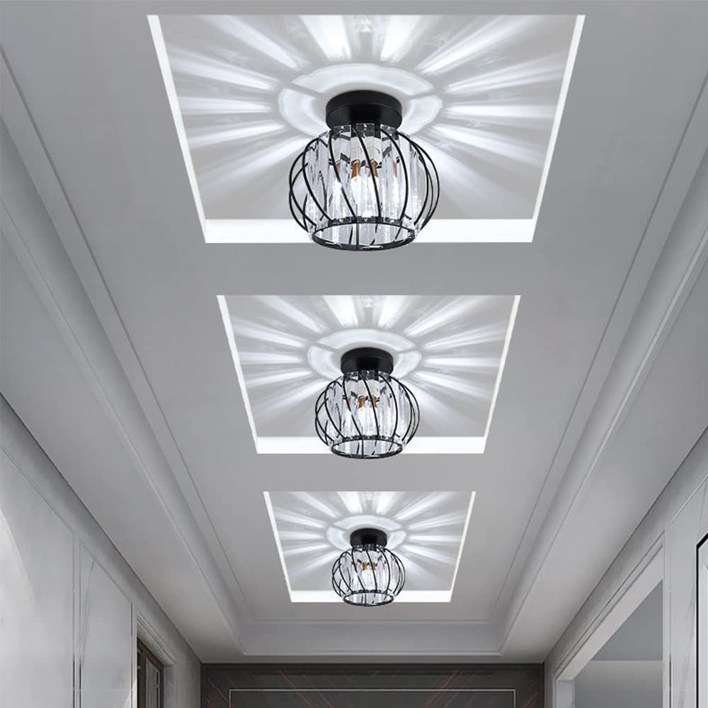 Mengjay E27 Plafoniera in Cristallo Moderno Lampadario Da Soffitto Creativa Paralume,mini lampada da soffitto in cristallo lampadario,per ingresso corridoio camera da letto soggiorno lampada