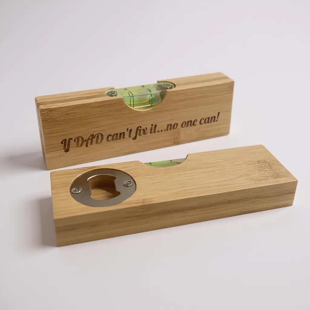 Personalized Bamboo Spirit Level & Bottle Opener with Custom Engraving, DIY Tool, Birthday Gift, Dad Gift, Handcrafted Measuring Device