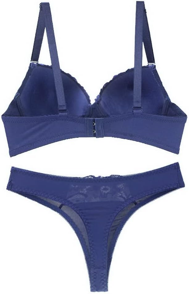Swbreety Women's Lace Lingerie 2 Piece Bra and Thong Set Underwire Bra