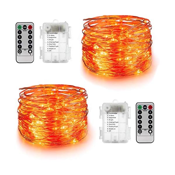 YIHONG Lichterkette, batteriebetrieben, mit Fernbedienung, 2 Sets Orange
