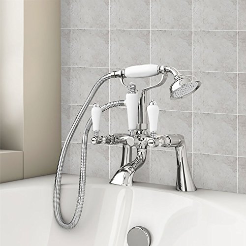Warmiehomy Robinet mitigeur de Baignoire Vintage Traditionnel de Salle de Bain Douche Robinets – Chrome