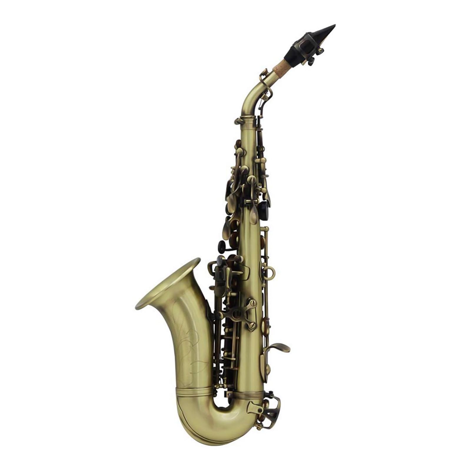 Karlak Sassofono Soprano in Sib di Alta qualità in Stile Vintage, Sax Ottone per Principianti, Musica Jazz, con Custodia per il Trasporto, Panno la Pulizia