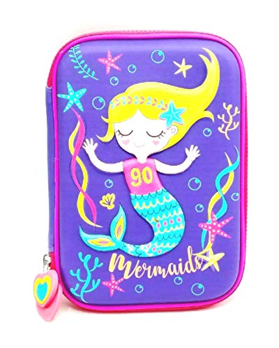 VIHAAN™ Unicorn Pencil Pouch Unicorn/Stationary Pouch Unicorn/Pencil Pouch/EVA/Embossed Pencil case (Mermaid Purple)