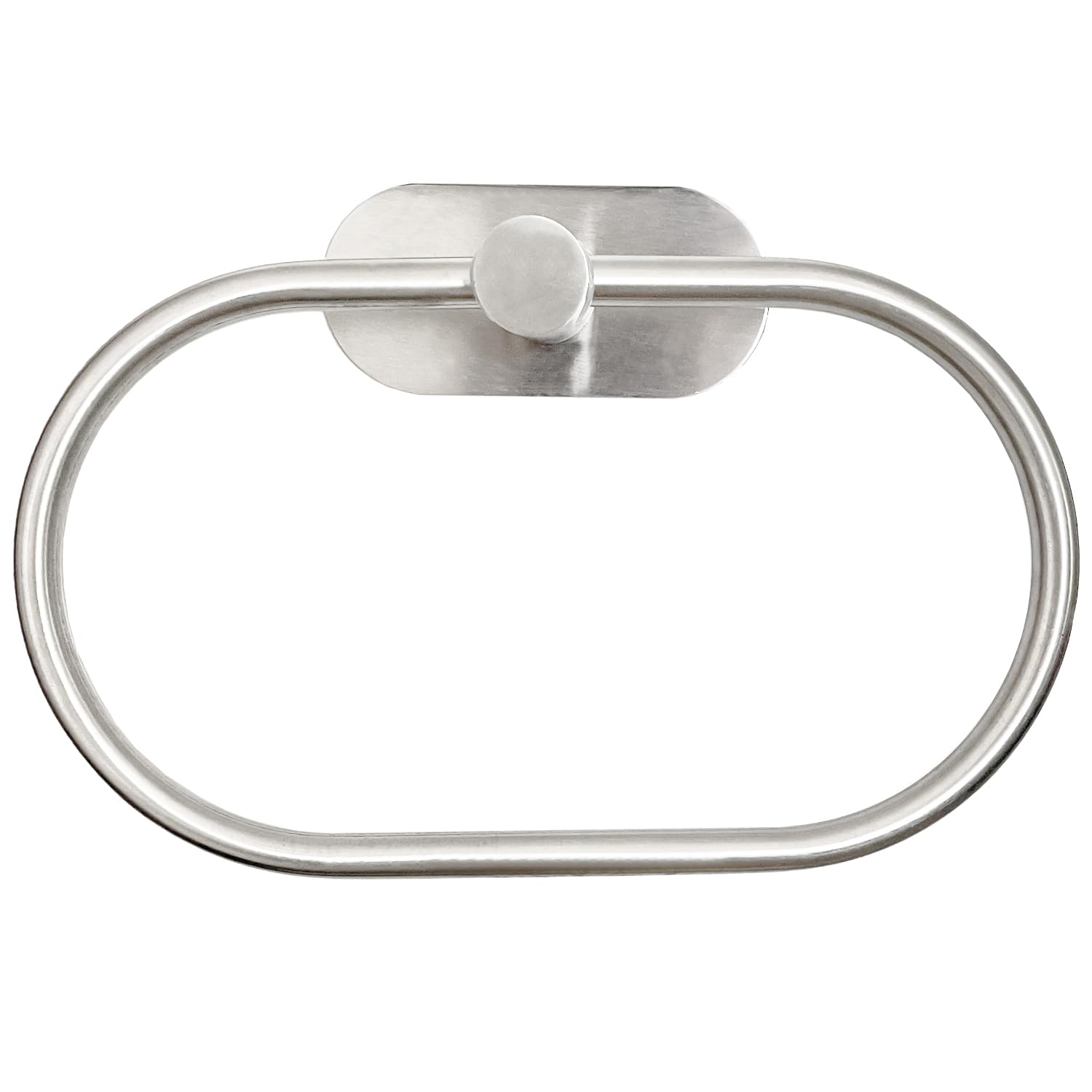 JUNMOXIAO Self Adhesive Towel Ring for Bathroom, Stainless Steel Adhesive Hand Towel Holder, No Drilling Modern Hand Towel Hanger, Brushed Silver